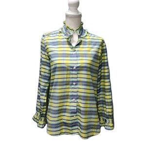 J.Crew Vibrant Plaid Shirt in Blue and Yellow Women's Sizes 2